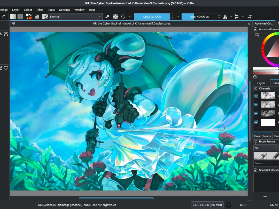 Krita 5.0.0真实界面示例，非本站实测