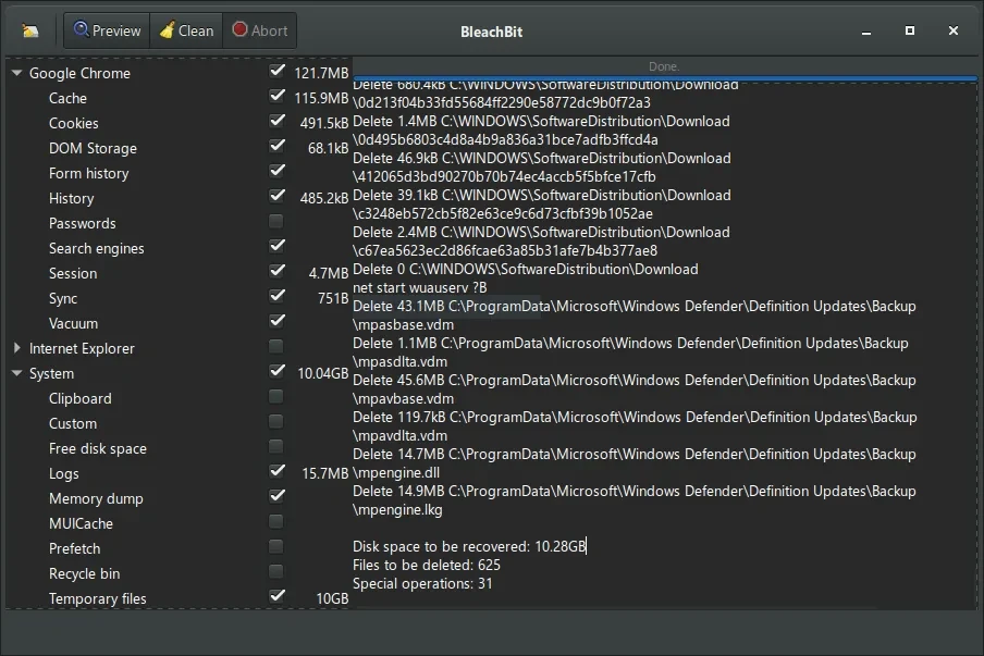 BleachBit：BleachBit 3.2.0 on Windows 10