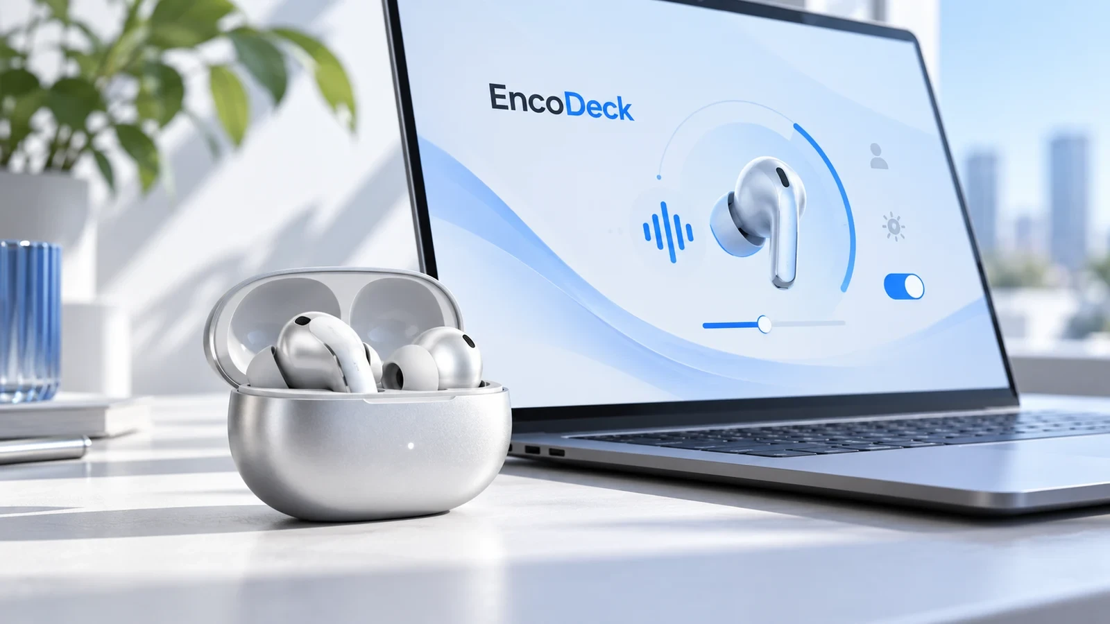 EncoDeck Windows 耳机控制主题的原创概念配图