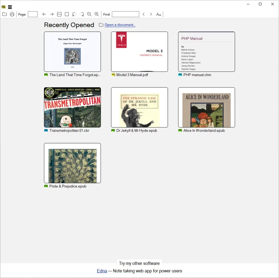 SumatraPDF 官方阅读器主界面