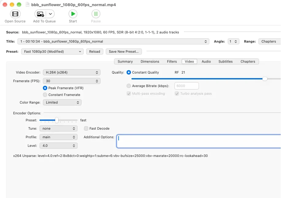 HandBrake 官方 macOS 转码界面